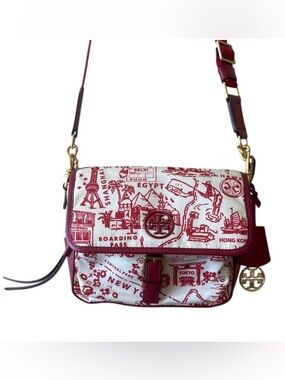 Tory Burch Perry World Tour Print Nylon Crossbody Travel Bag